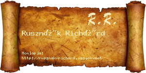 Rusznák Richárd névjegykártya